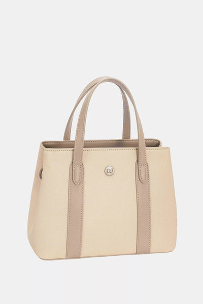 David Jones Canvas Handbag with Leather Trim