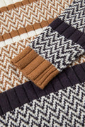 Stripe Stylish Pattern Knitted Ribbed Trim Slim Sweater