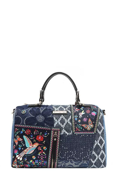 Floral Denim Tote Bag