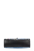 Bosque de Amor denim tote bag featuring a stylish black base and colorful design, ideal for everyday use.