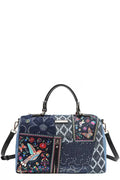 Floral Denim Tote Bag